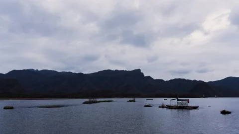 Clouds Moving Over Lake in Wetland Park Timelapse Stock Footage 326698607