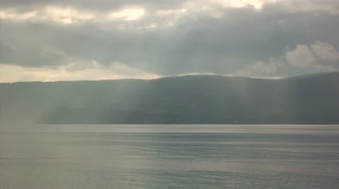 Clouds moving over a loch, Clyde Firth Time lapse during rainfall Stock Footage 39986718