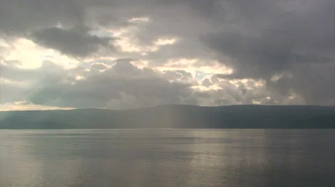 Clouds moving over a loch, Clyde Firth Time lapse during rainfall Stock Footage 39986732