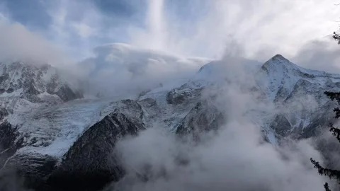 Clouds moving over mont blanc massif in french alps Chamonix, France November Stock Footage 292917786