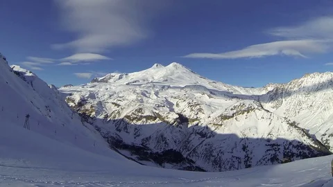  clouds moving over Mount Elbrus Stock Footage 70938612