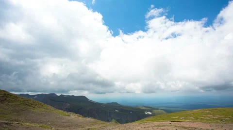 Clouds moving over mountain and forest:time lapse Stock Footage 52043943