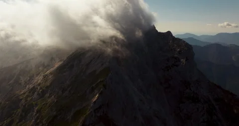 Clouds Moving Over Mountain Peak in the Slovenian Alps Stock Footage 341329503