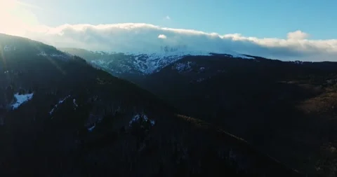 Clouds Moving Over Mountain Top Snow Storm Sunny Day Strong Wind Extreme Stock-Footage 289409087