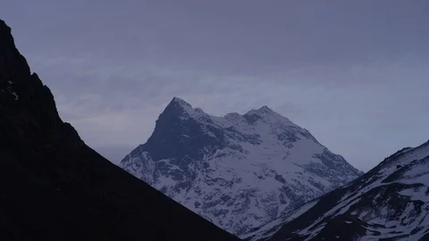 Clouds moving over mountain until sunsent The Andes, timelapse. Stock Footage 114336369