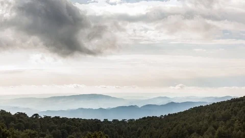 Clouds moving over mountains of Cyprus cinemagraph Stock-Footage 101001274