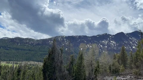 Clouds Moving Over Mountains Trees Stock Footage 156413866