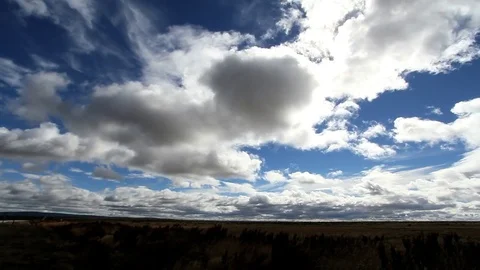 Clouds moving over patagonia plains Stock Footage 74073064
