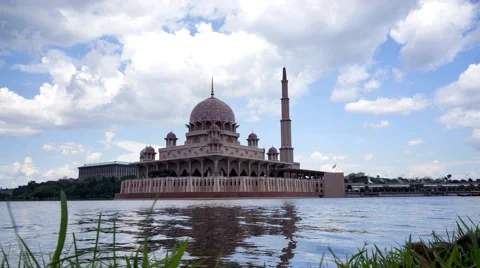 Clouds moving over Putra Mosque Stock Footage 47888376