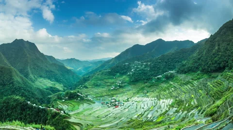 Clouds moving over rice terraces in Philippines 58678398