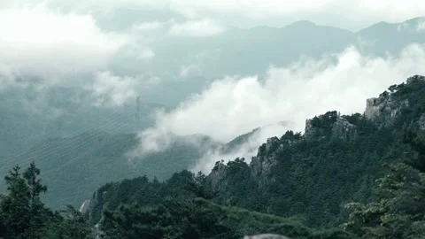 Clouds Moving Over Ridges from Summit Trail to Mount Kinpu, Japan Stock Footage 337977644
