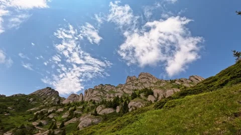 Clouds moving over Romanian Carpathian National Nature Park wild nature Stock Footage 260815230