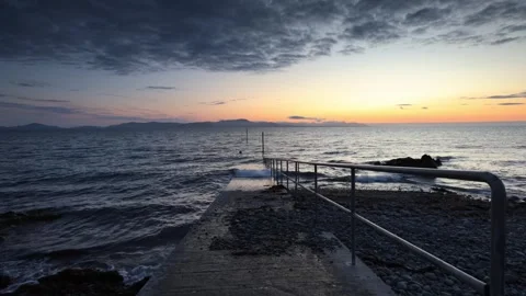 Clouds Moving Over Salterstown Pier, Timelapse, Annagassan, Louth, Ireland Stock Footage 313480991