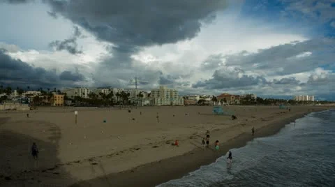 Clouds Moving Over Santa Monica Beach HD Timelapse Stock Footage 18172713