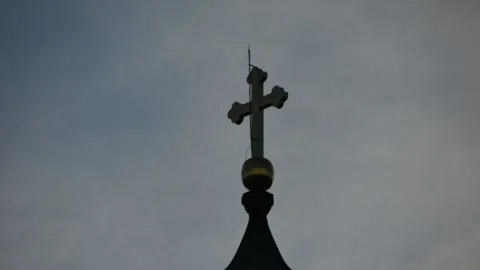 The Clouds Moving Over Temple Tower Stock Footage 141056096