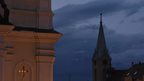 The Clouds Moving Over Temple Tower Stock Footage 141056146