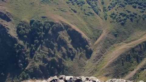 Clouds Moving over the tops of Georgian Mountains. Cinemagraph. Mount Kazbek Video stock 81471811
