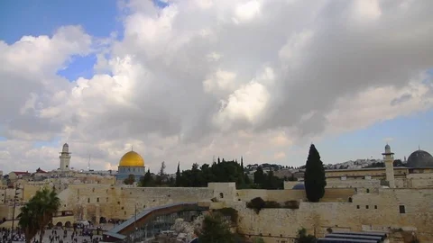 Clouds moving over the Wailing Wall Stock Footage 79765410