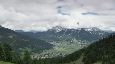Clouds moving over the Zugspitze Stock Footage 58648899