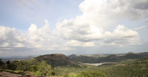 Clouds moving past Avalabetta hills, Karnataka. Dolly out. Stock Footage 73484413