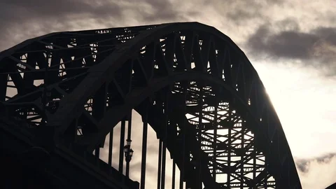 Clouds moving past Tyne Bridge Stock Footage 82529164