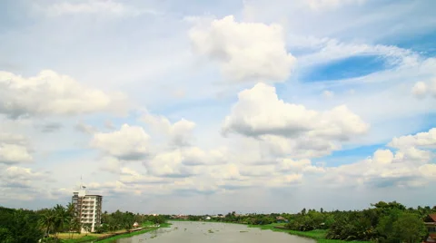 Clouds moving on the river Stock Footage 41266334