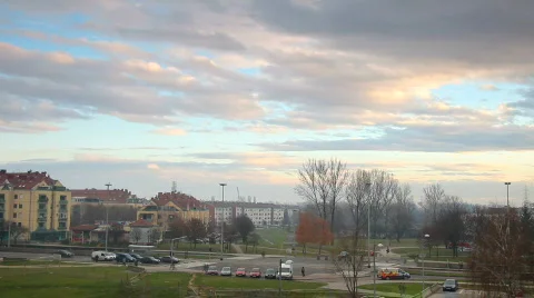 Clouds moving on the sky over city Stock Footage 592404