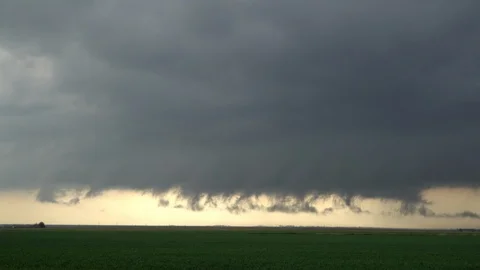 Clouds moving through as they circulate during tornado warning Stock Footage