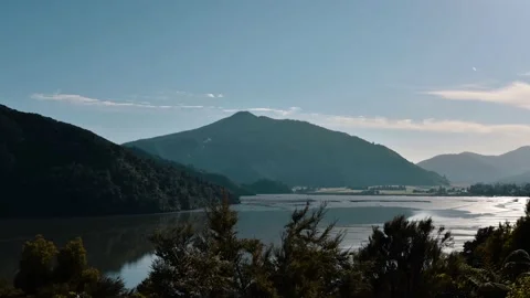 Clouds Moving Time Lapse Over Lake Hills Stock Footage 140610963