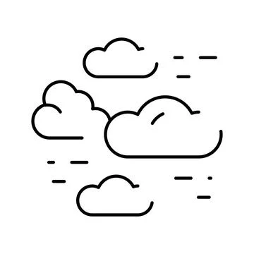 Clouds moving in wind simple line art icon Stock Illustration