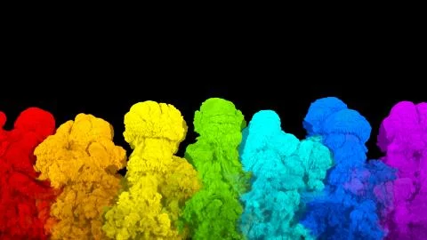 Clouds of multicolored smoke rise up Stock Illustration