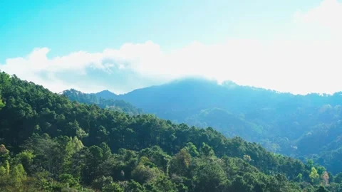 Clouds naturally moving through tropical mountain landscape Video stock 256015683
