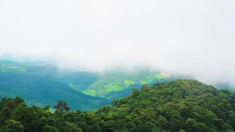 Clouds naturally moving through tropical mountain landscape Video stock 256026474