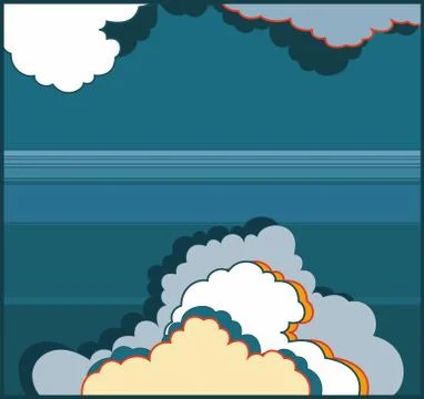 Clouds night sky vector background. Sky hand drawn vector illustration. Cartoon Illustrazione stock