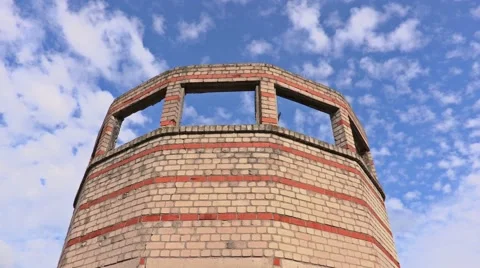 Clouds over the abadoned building.Timelapse Stock Footage