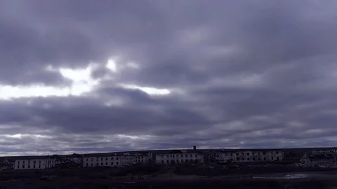 Clouds over the abandoned city Stock Footage 82431589