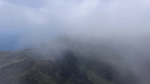 Clouds over Active Volcano mountain Soufriere in St Vincent, Caribbean Stock Footage 89456575