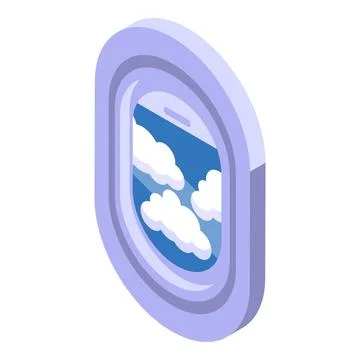 Clouds over airplane window icon isometric vector. Airline fly Stock Illustration