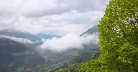 Clouds over Alps Aerial View Видео 90309189