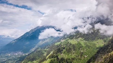 Clouds over Alps Drone Lapse Stock Footage 90136856