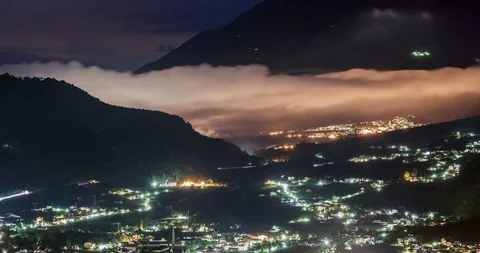 Clouds over Alps Time Lapse at Night Stock Footage 90261526