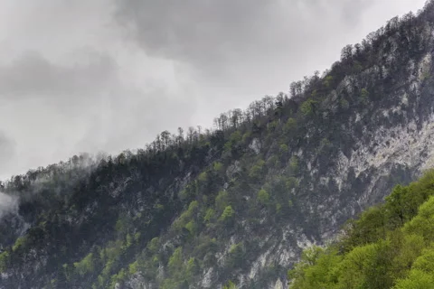 Clouds over the ancient city in the mountains. Stock Footage 50596410