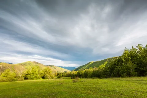 Clouds over the ancient city in the mountains. Stock Footage 50597776