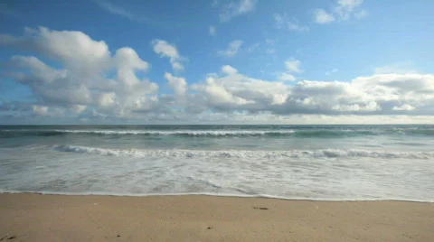 Clouds over Beach and Ocean TimeLapse Stock Footage 447591
