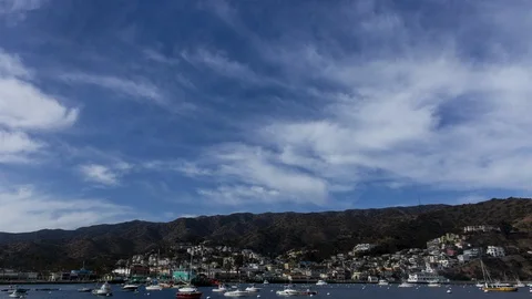 Clouds Over Beach City With Harbor 스톡 동영상 100298820