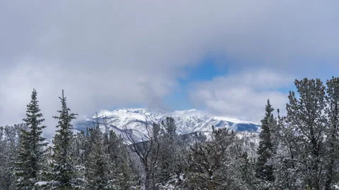 Clouds over Beartooth Mountains in winter Stock Footage 167063715