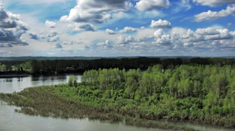 Clouds over the bend of river Stock Footage 5500656