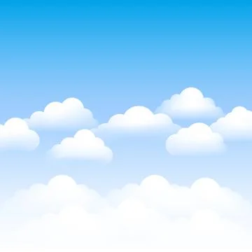 Clouds over blue sky background. Vector illustration. Illustrazione stock