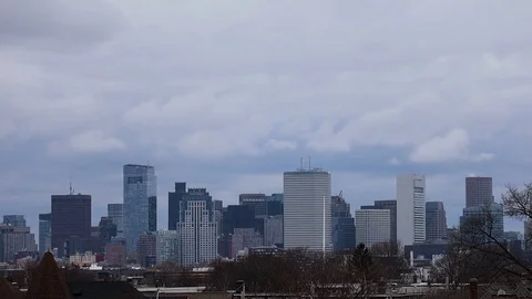 Clouds over Boston's Financial District Stock Footage