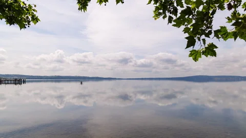 Clouds over Bracciano lake - View from Trevignano Romano Stock Footage 243573057
